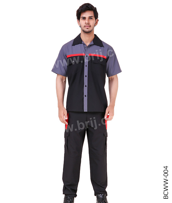 Black Colourblocked Werkweak Set with Multiple Utility Pockets