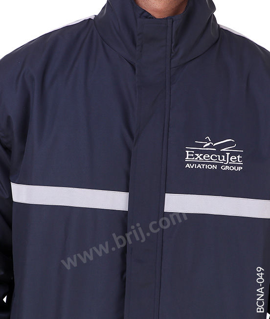 Navy Quilted Jacket with Reflective