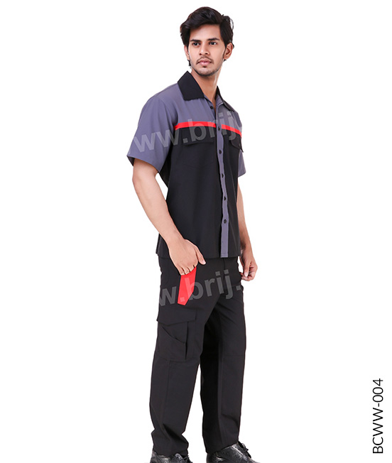Black Colourblocked Werkweak Set with Multiple Utility Pockets