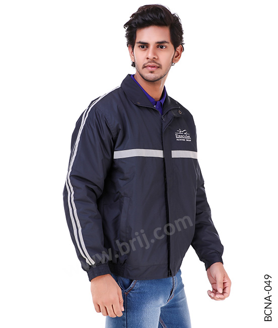 Navy Quilted Jacket with Reflective