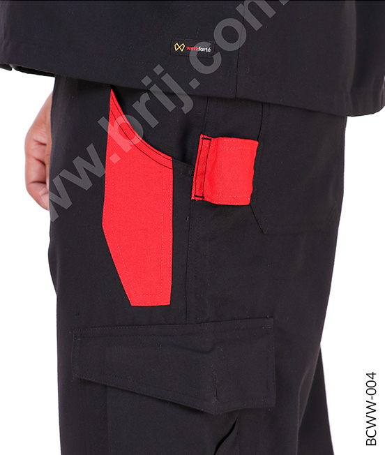 Black Colourblocked Werkweak Set with Multiple Utility Pockets