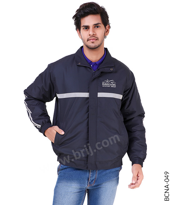 Navy Quilted Jacket with Reflective