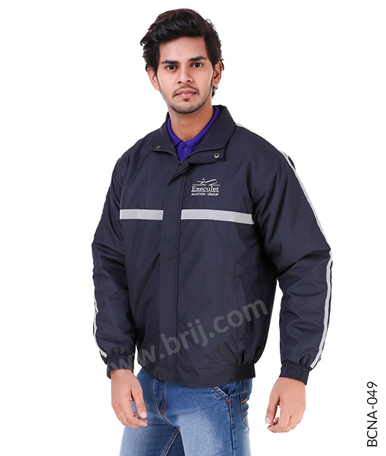 Navy Quilted Jacket with Reflective