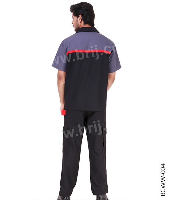 Black Colourblocked Werkweak Set with Multiple Utility Pockets