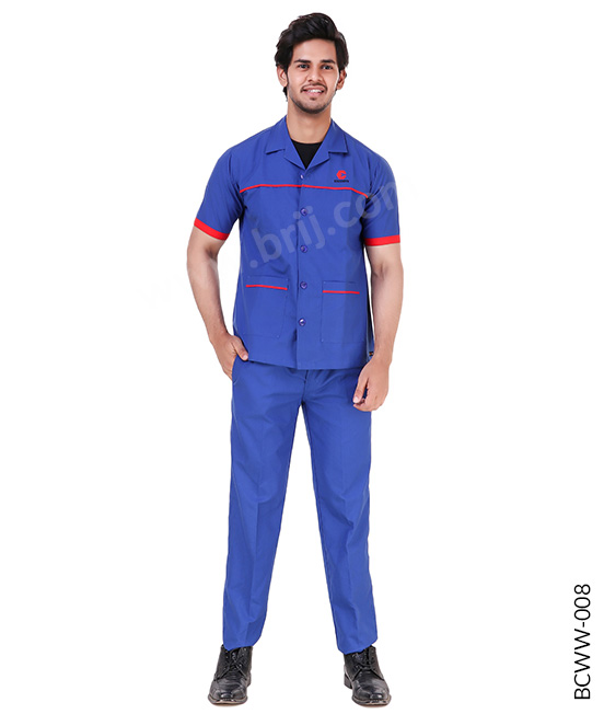 Royal Blue Werkwear Set with Contrast Piping