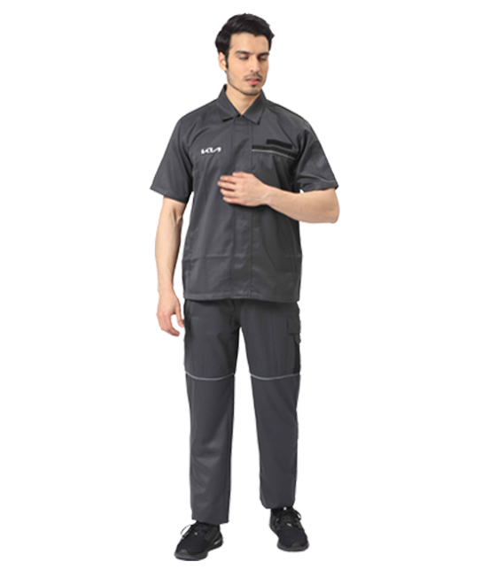 Grey Werkwear Set with Reflective Piping